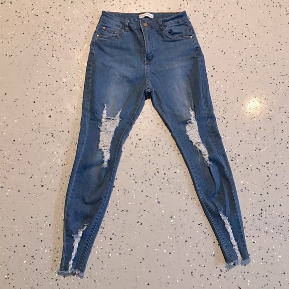 Denim - Distressed skinny jeans
